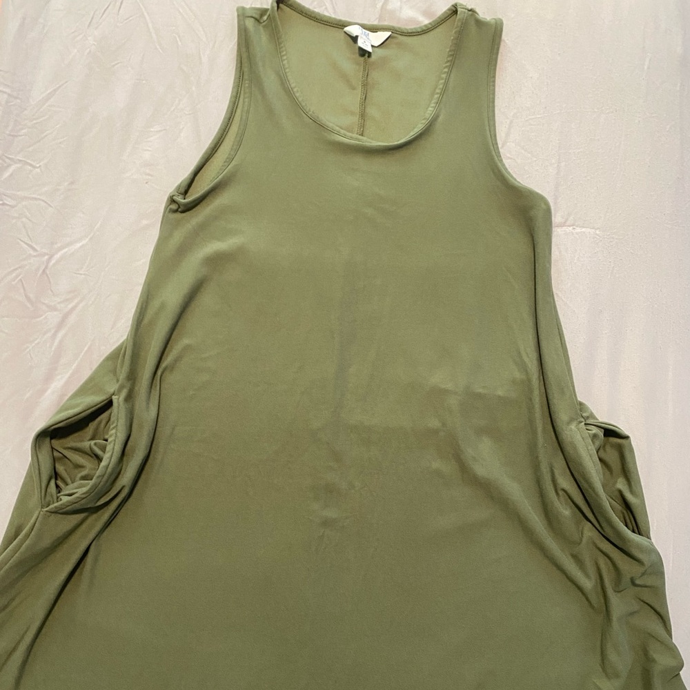Olive Green Shift Dress w/pockets